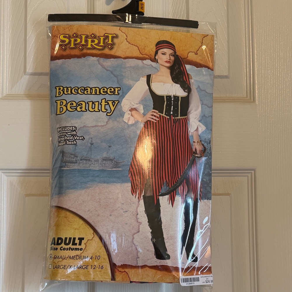 Spirit Pirate Costume with Red and Black Stripes